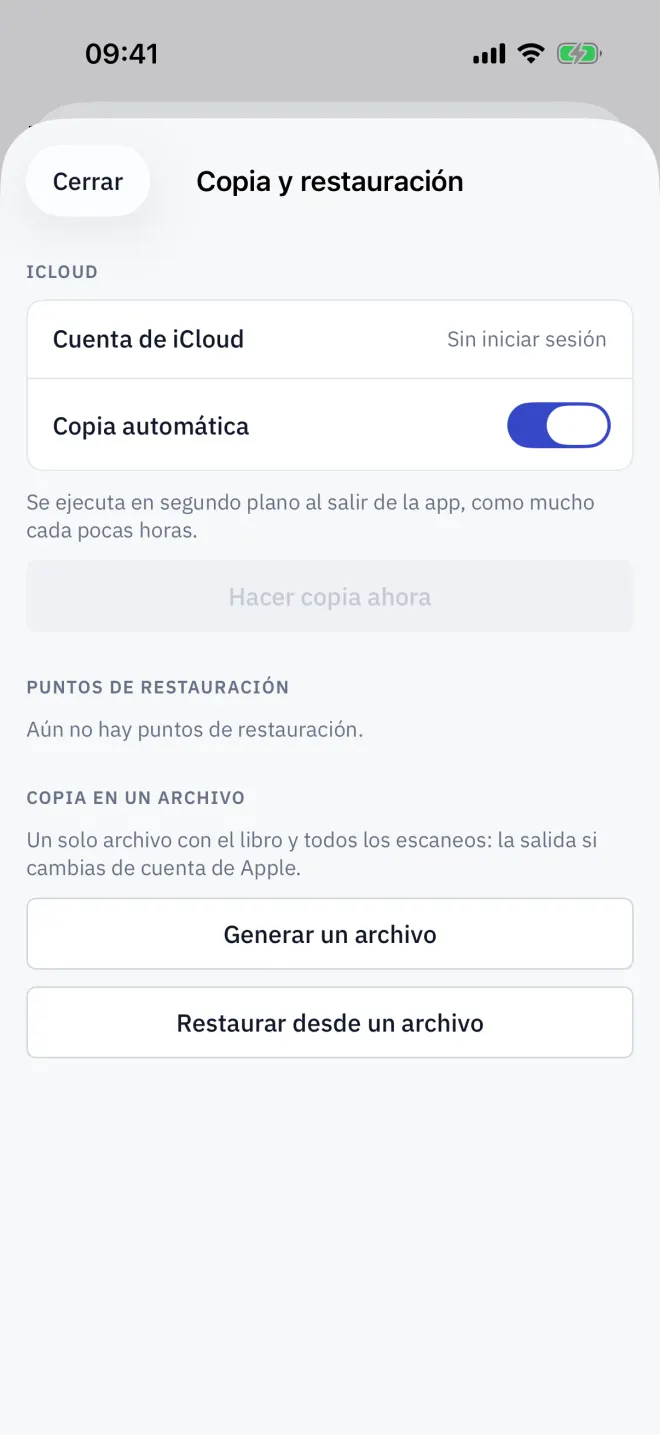 Copia y restauración con la lista de puntos de restauración.